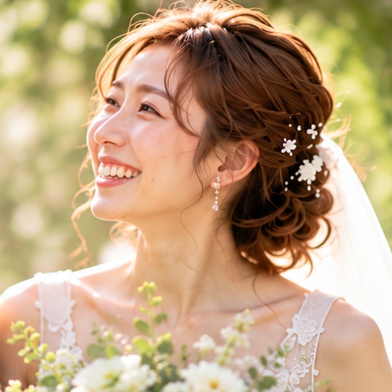 自然な笑顔を見せる花嫁